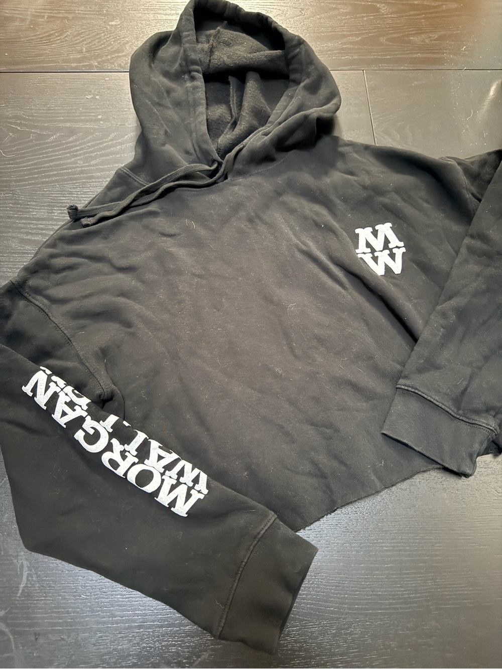 Black Cropped Hoodie - Women’s Casual Pullover